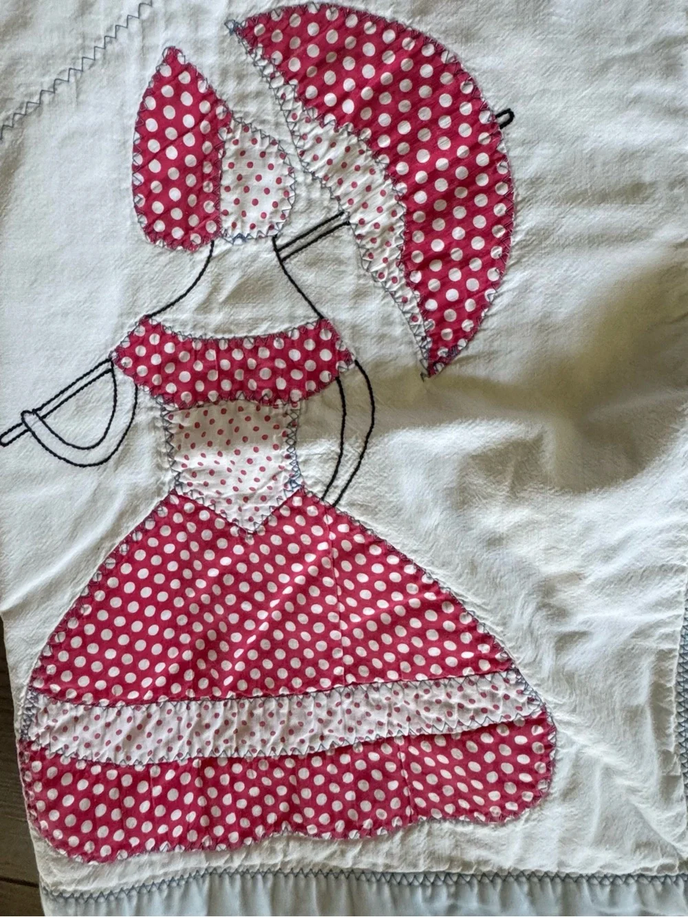 Umbrella Girl Vintage Quilt 88” X 77” Vintage